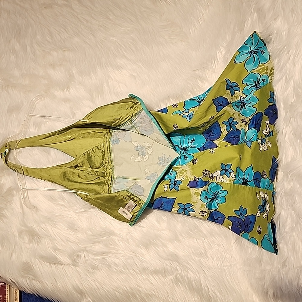 🎉 Host pick🎉 Ombre  halter style  dress 95% cotton sz 6 floral vacation  ready - Picture 11 of 13